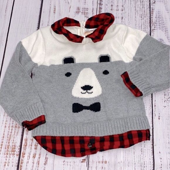 wonder nation Other - Wonder nation kids bear red Buffalo check sweater size 18 months